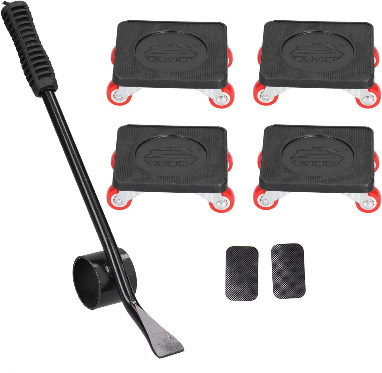 Chariot de manutention de meubles en acier inoxydable et caoutchouc, charge 800 kg, lot de 4 châssis avec levier
