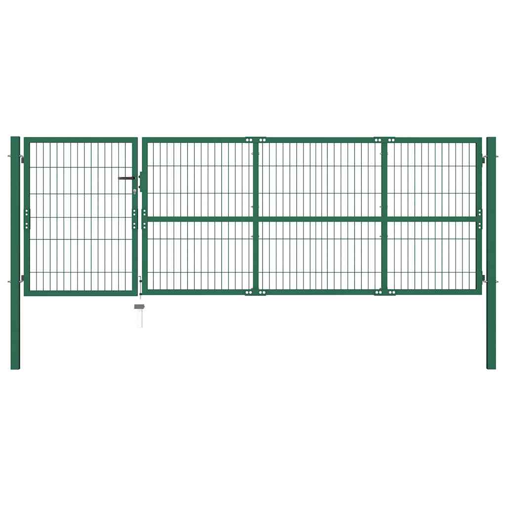 Vidaxl Grün Gartentor Mit Pfosten 350 X 100 Cm Stahl