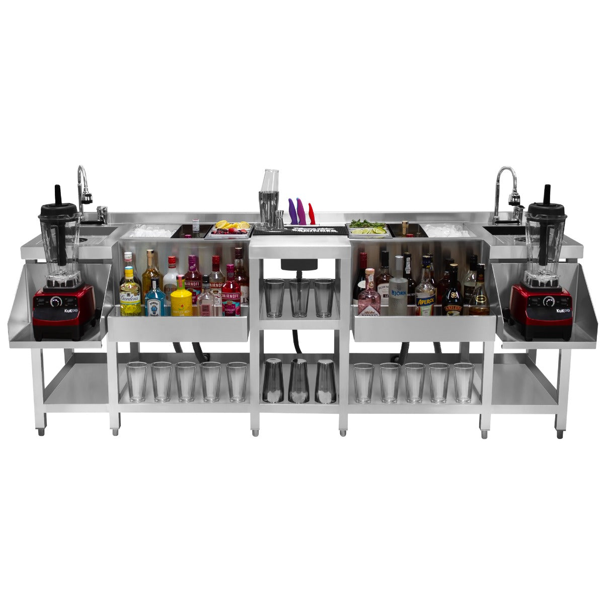 Monster Shop 2-in-1 Kompakt Barstation Für Duos Edelstahl Mit Eiswanne