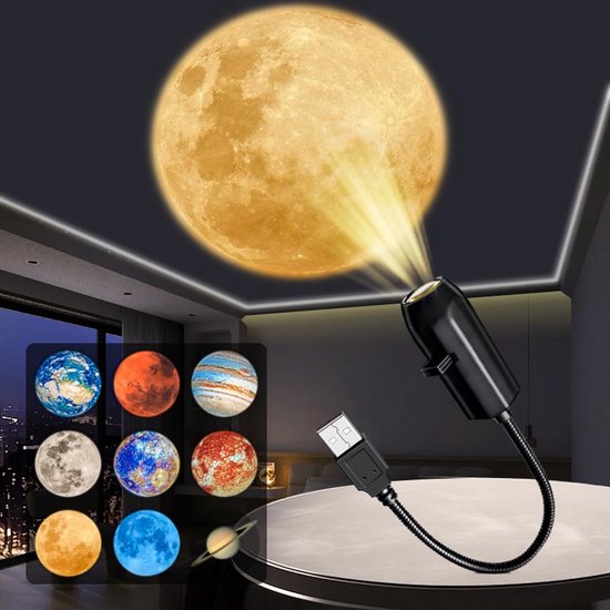 Proiettore Di Pianeti E Luna, Romantica Luce Notturna A Led Per La Camera Da Letto, Proiezione D'Atmosfera, Luce Da Soffitto Con Cielo Stellato (serie Pianeti)