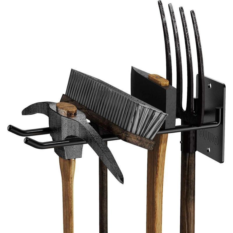 Support mural de rangement en acier massif, jusqu'à 27,2 kg par organisateur, pour pelle, râteau et balai, lot de 4