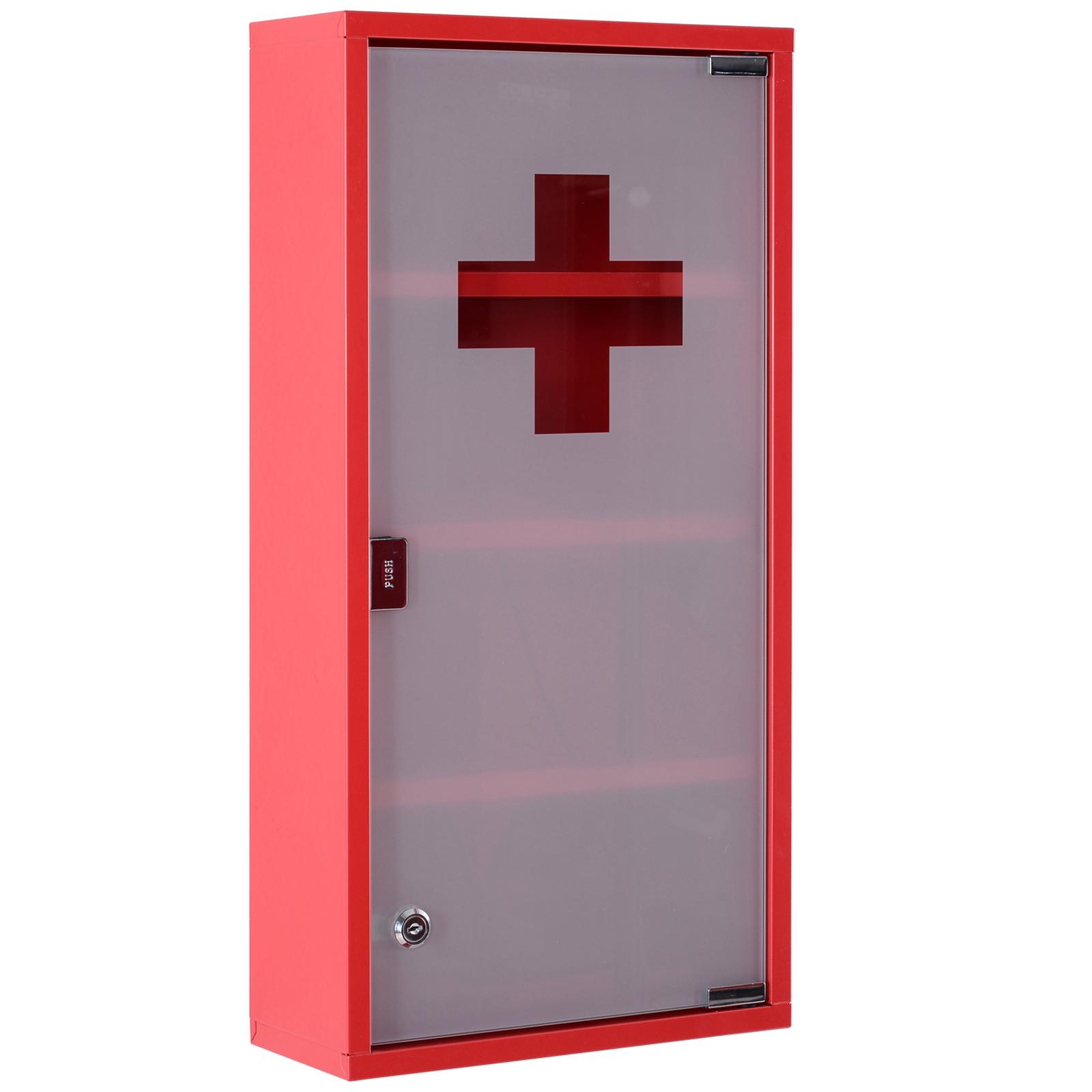 Homcom - Armoire À Pharmacie 3 Étagères 4 Niveaux Verrouillable Porte
