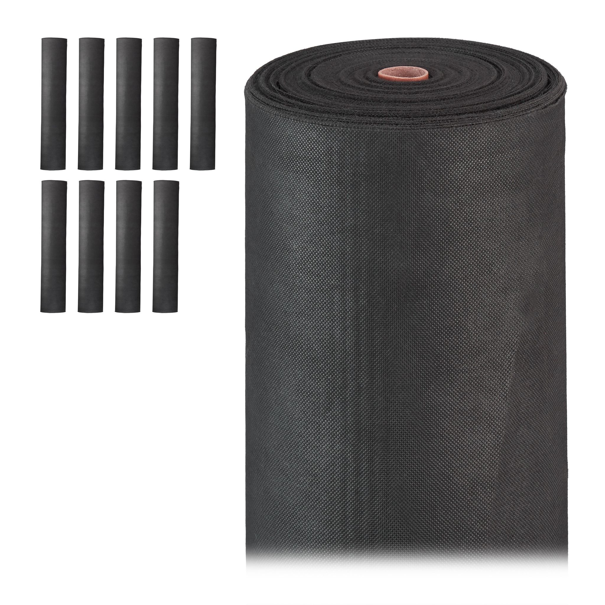 Relaxdays 10x Weed Control Fabric, 50 G/m², Ground Protection Cover, Water-permeable, Uv-resistant, Soil Carpet, Black