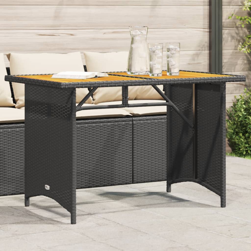 Vidaxl - Table De Jardin Et Dessus En Bois Noir 110x68x70 Cm Poly Rotin