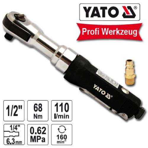 Yato Schwarz Pneumatischer Ratschenschlüssel 1/2'' 68 Nm