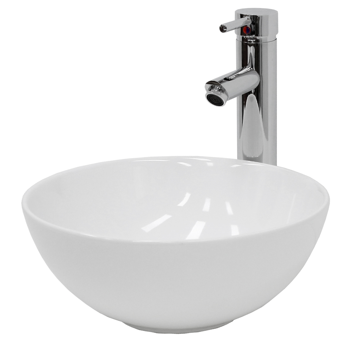Luxebath - Ecd Germany Waschbecken Waschtisch Ø 320 X 135 Mm Inkl. Ablaufgarnitur Ohne Überlauf Aus Keramik Rund Weiß - Aufsatzbecken