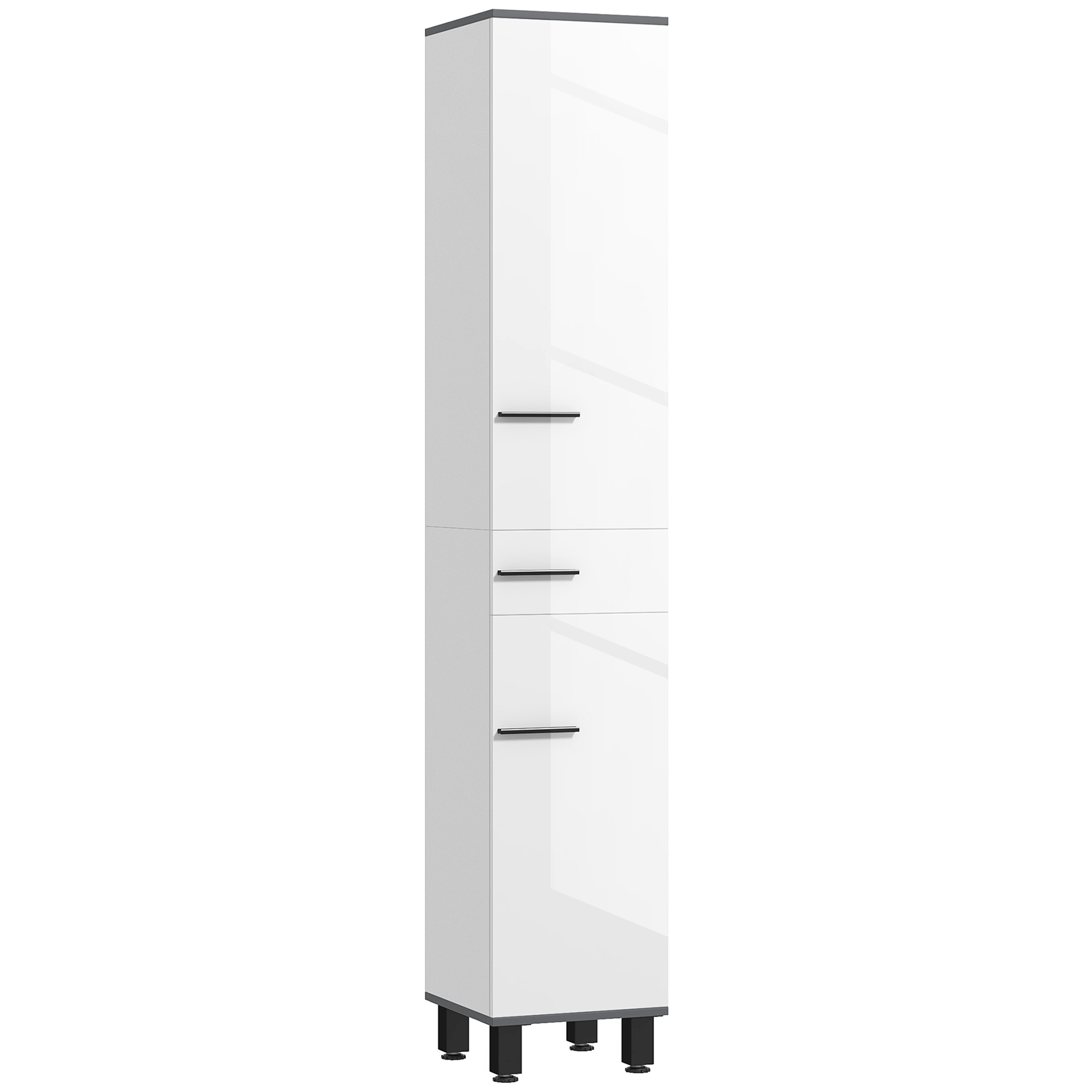 Colonne De Salle De Bain Homcom 2 Armoires Avec Étagères Réglables Et Tiroir Blanc 34x32x190 Cm