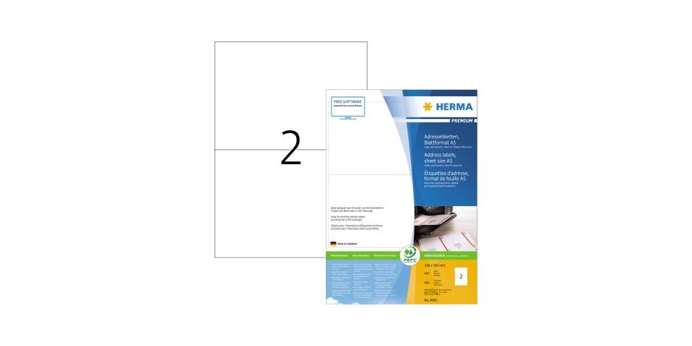 HERMA Adressetiketten Premium Blattformat A5 105x148 mm weiß Papier matt 800 St., Weiß, Papier, Laser/Inkjet, Matte, Permanent, Rechteck - Image 5