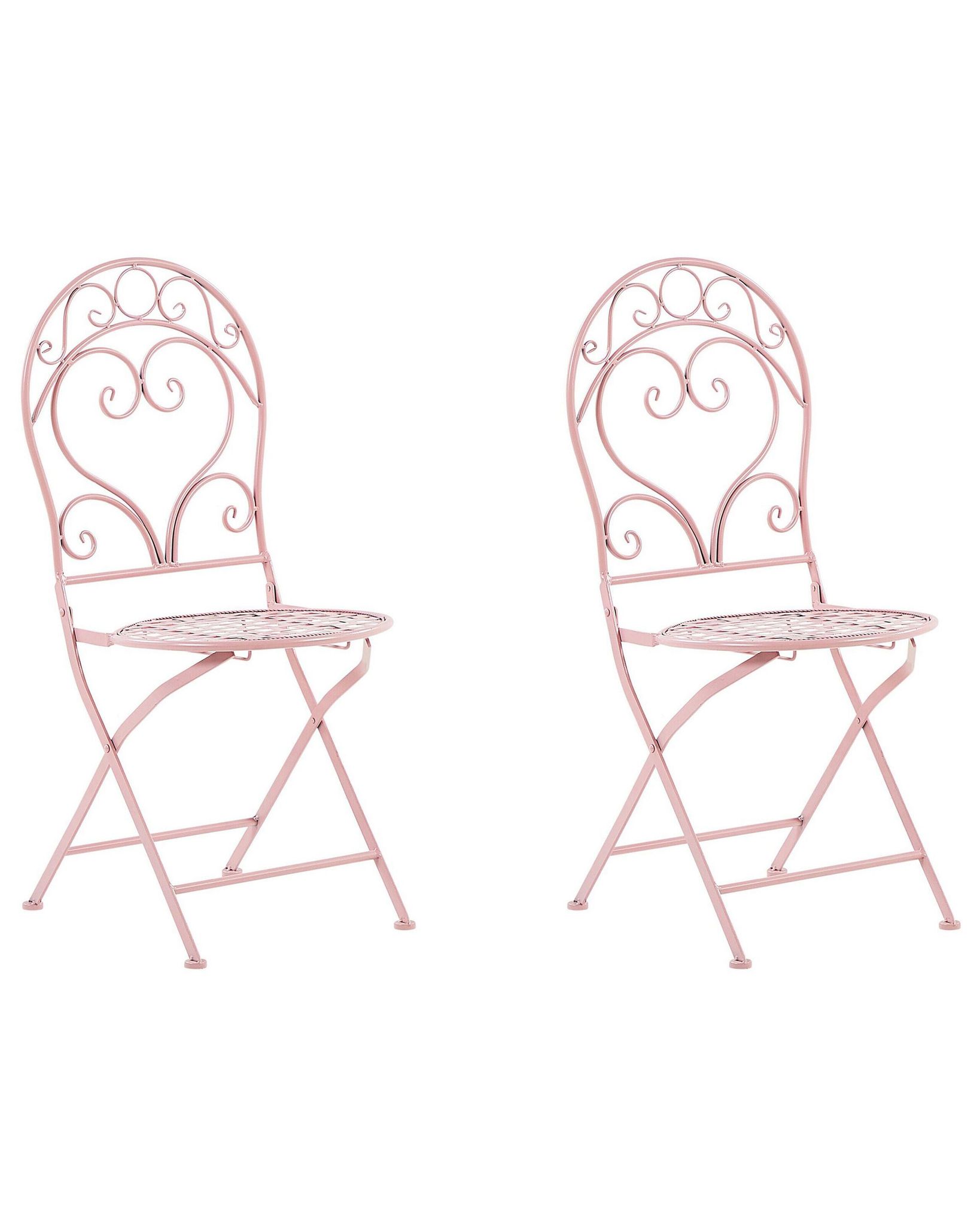 Beliani Set Of 2 Garden Chairs Albinia Metal Pink