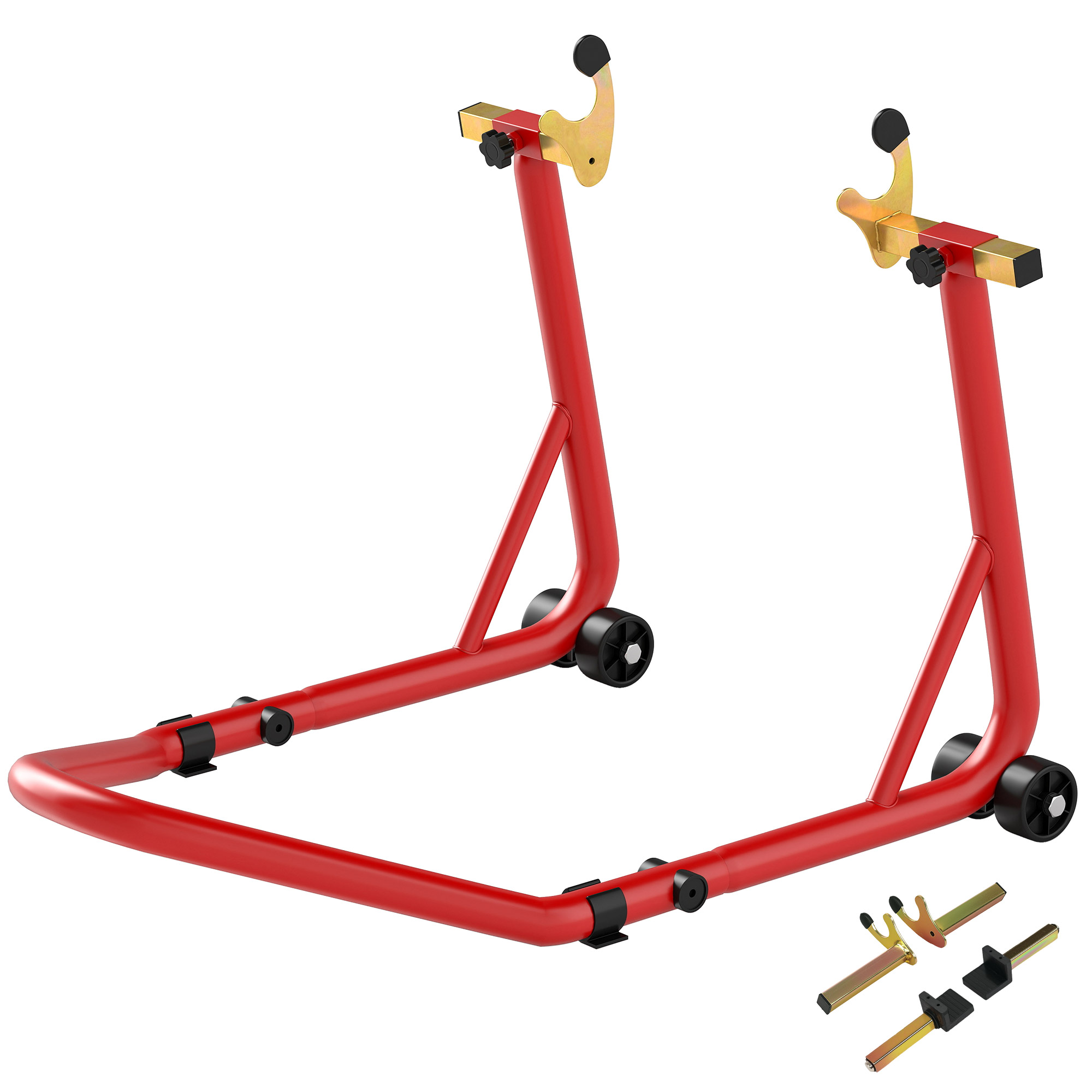 Béquille d'atelier moto arrière en acier, fourches réglables U et L, 544 kg, rouge
