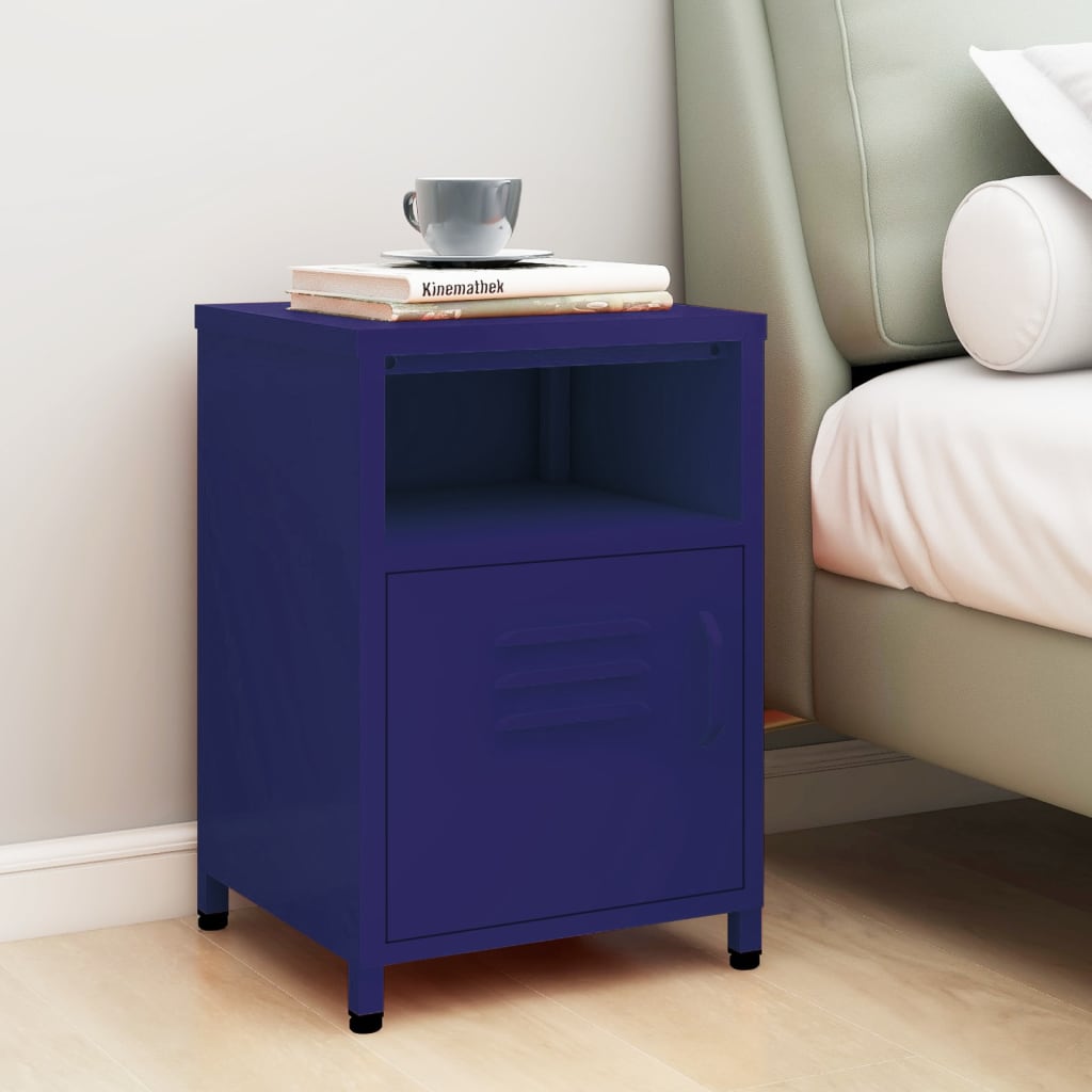 Table De Chevet Bleu Marine 35x35x51 Cm Acier Vidaxl