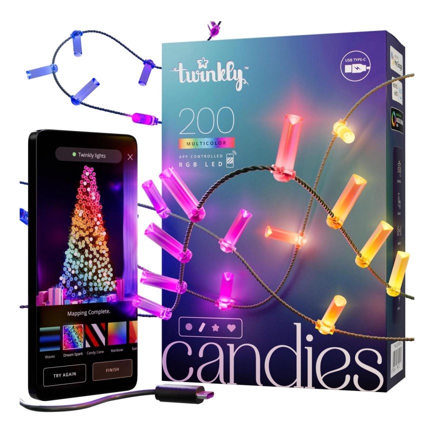 Twinkly Candies 200 Candle-shaped RGB LEDs Green Wire USB-C - Bild 6