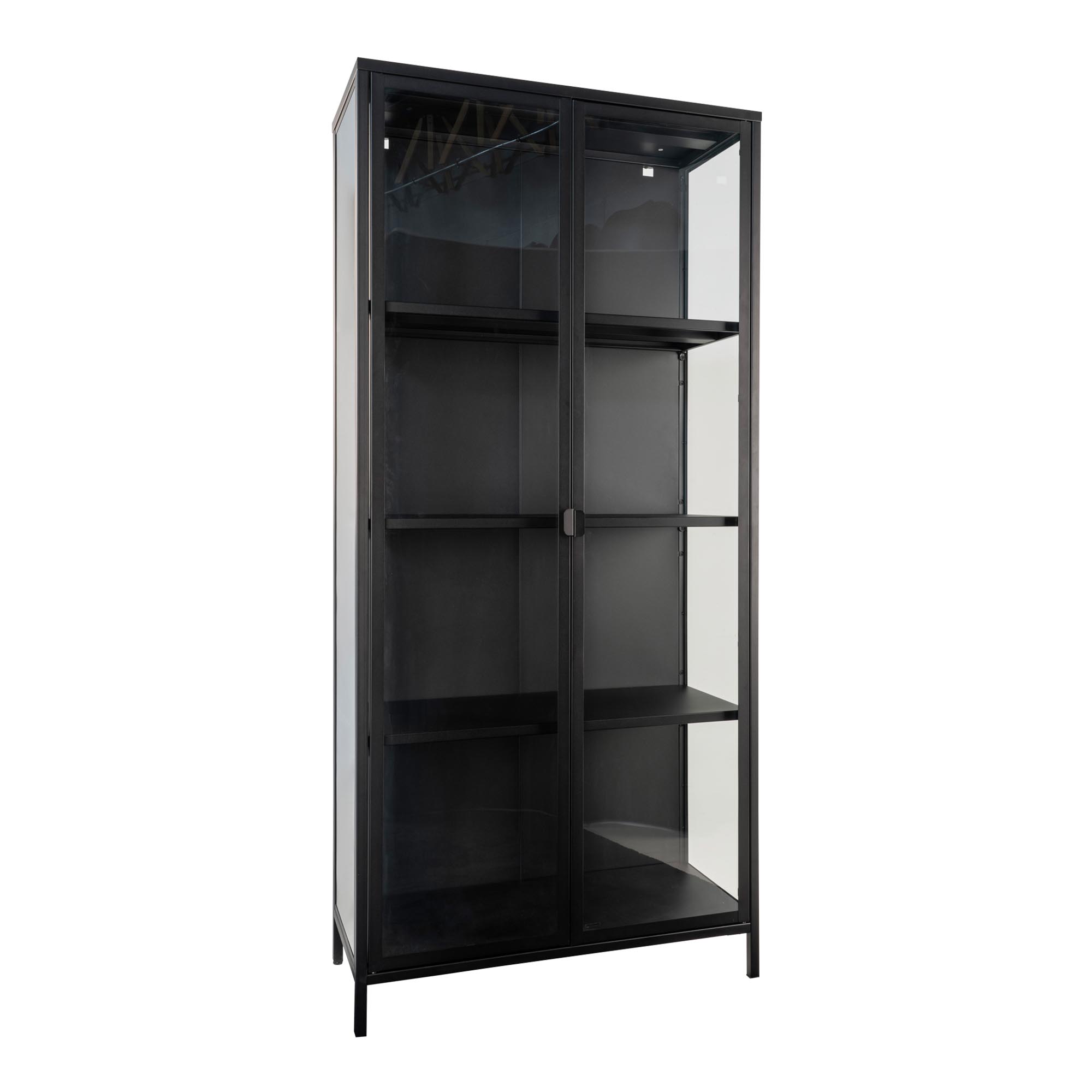 House Nordic Schwarz Brisbane Vitrine, M. 2 Glastüren Und 3 Einlegeböden, Er Stahl, - Image 3