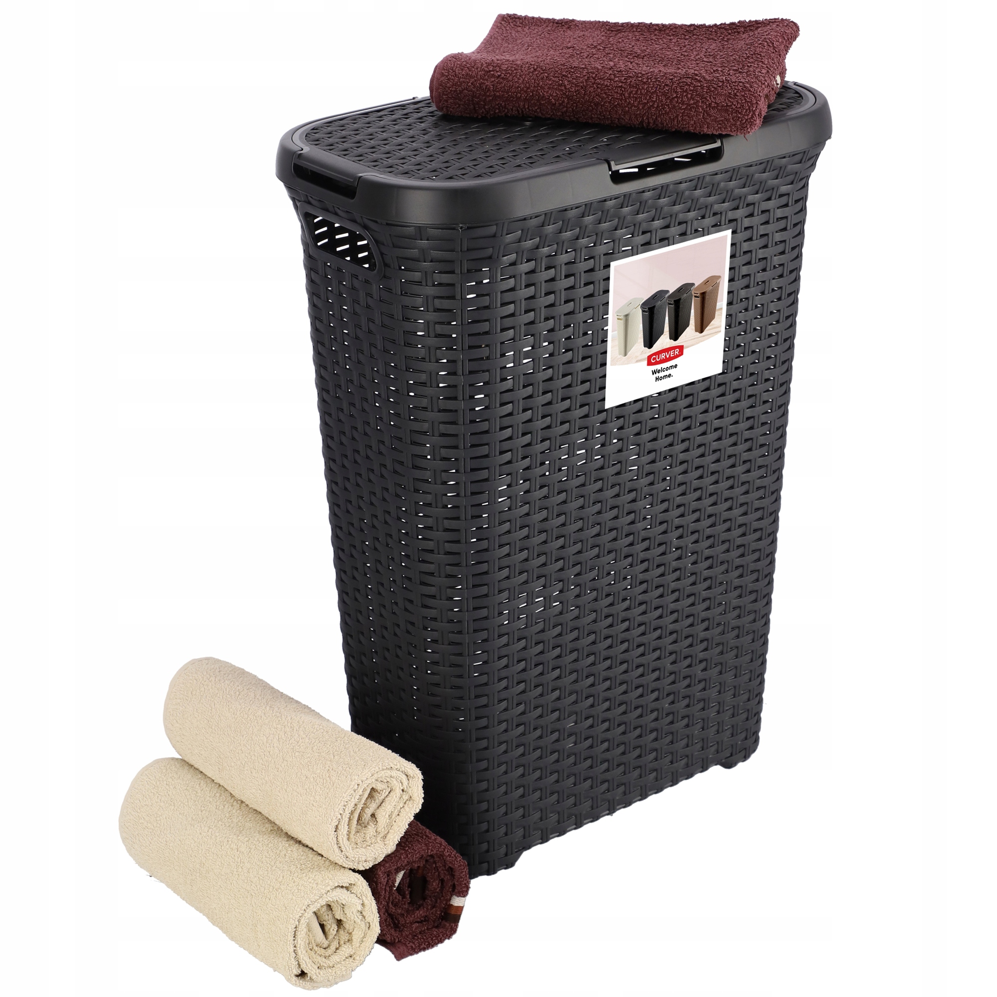 Cesto Per Biancheria Curver Da 40 Litri, Grigio Scuro