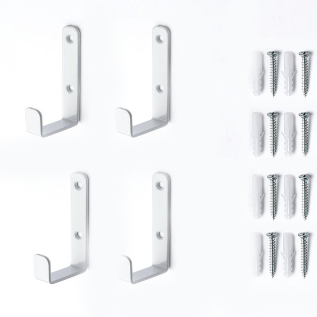 Crochets muraux en L en acier laminé à froid, blanc, 82 mm, 8 vis et chevilles fournies, lot de 4