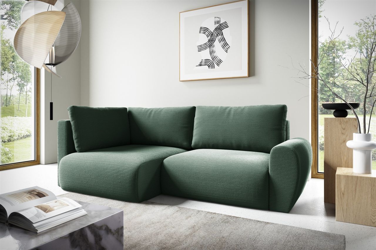 Fun Möbel Grün Ecksofa Schlafsofa Galan Mini Stoff Poso Ottomane Links - Bild 2