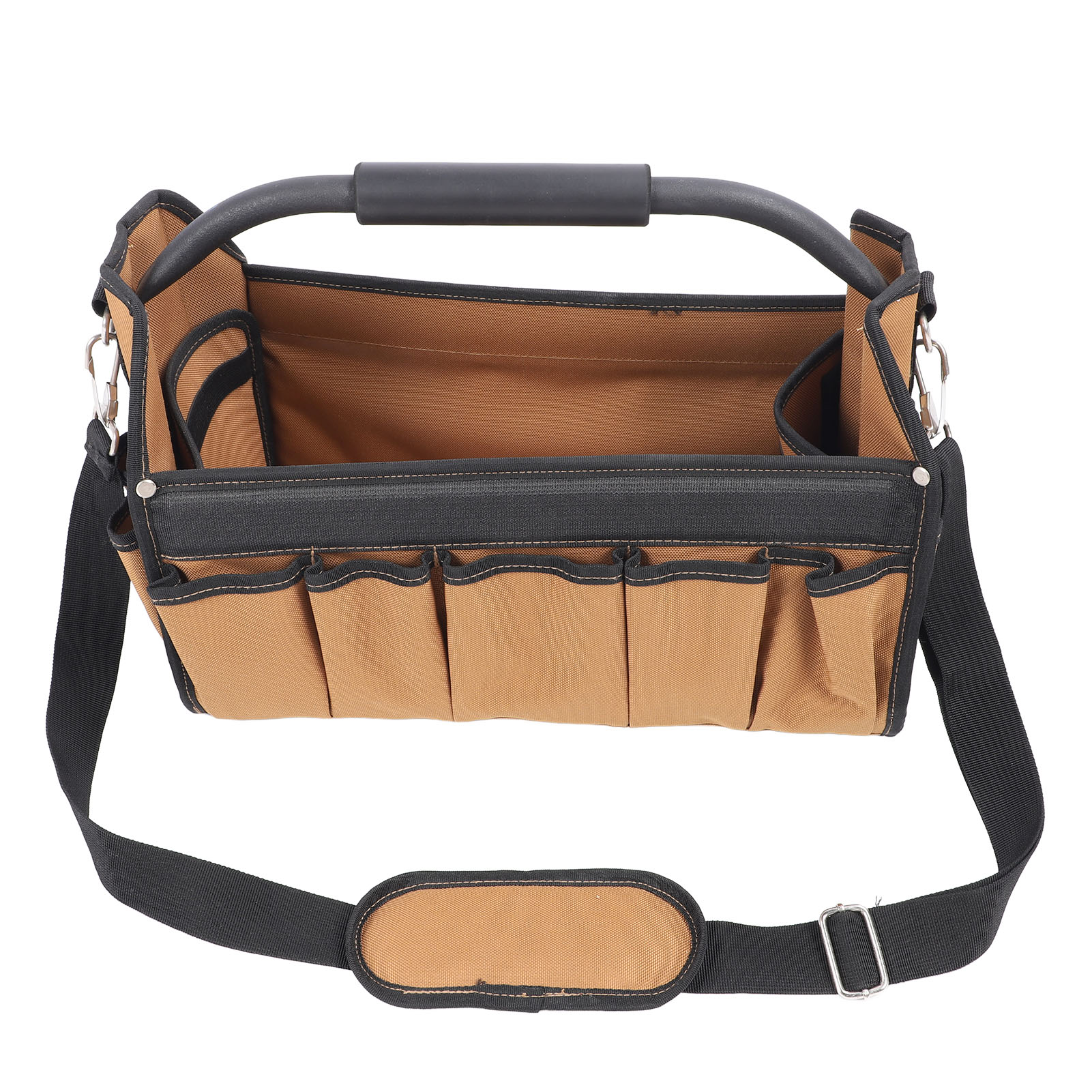 Sac à outils pour électricien 32 poches en tissu Oxford 1200D, marron, avec bandoulière