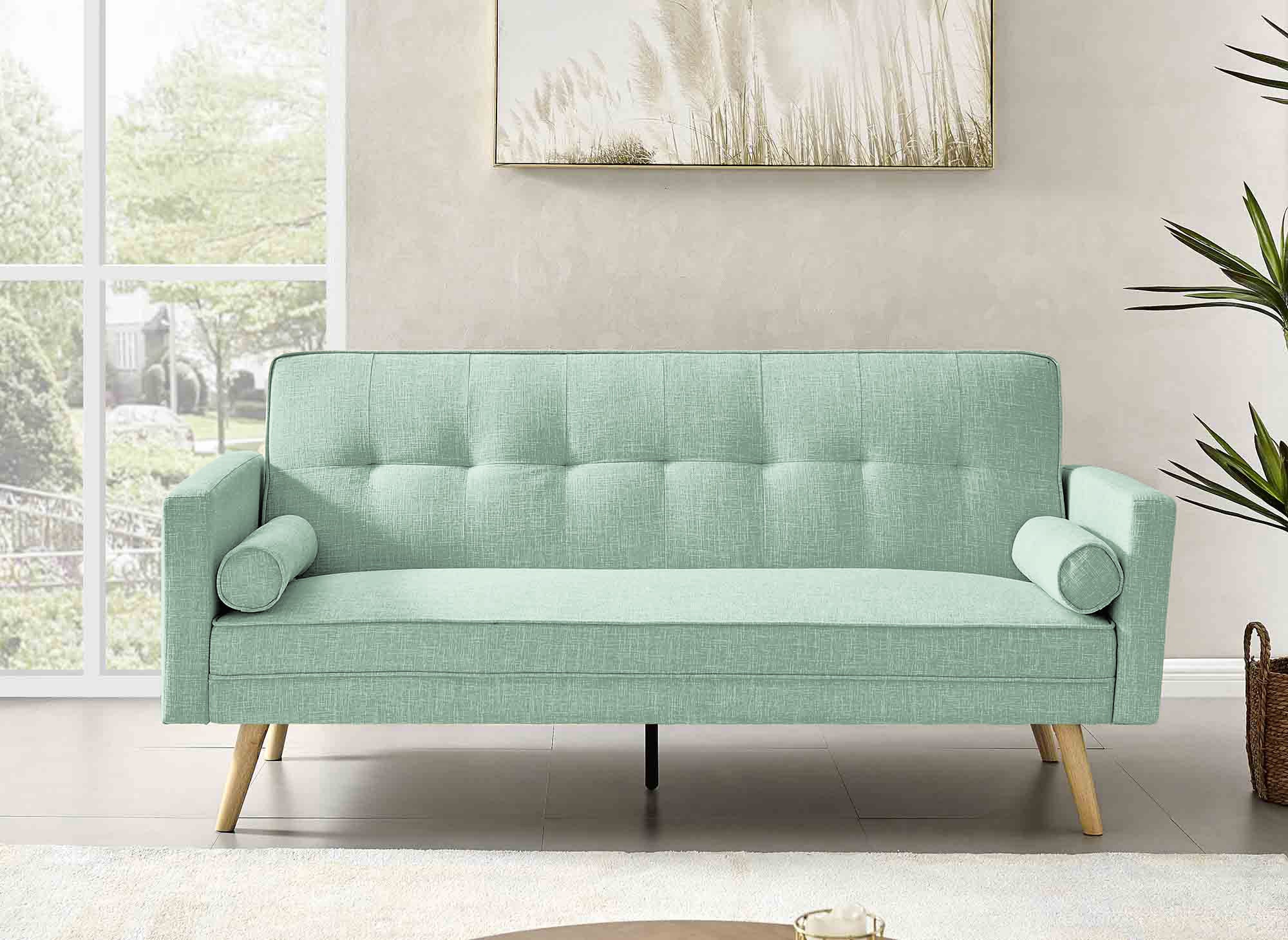 Deco In Paris - Banquette Clic Clac En Tissu Vert D'Eau Tania
