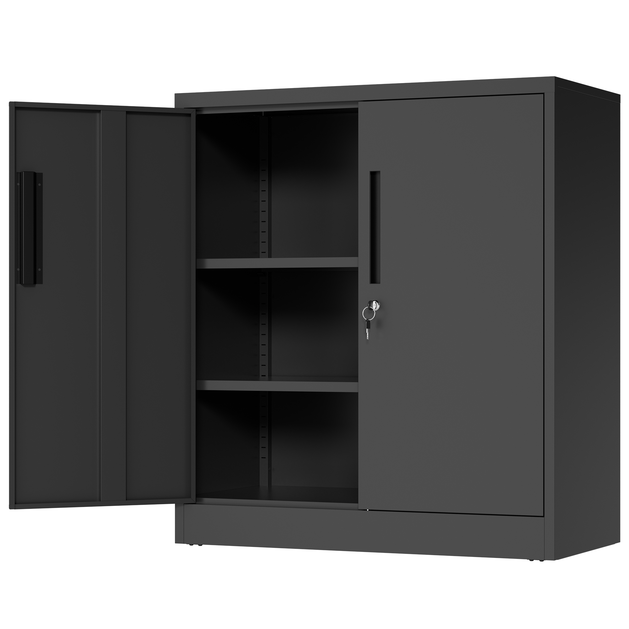 Armoire d'atelier en acier, 2 portes verrouillables, 2 étagères réglables, 91,4 × 80 × 40 cm, noire