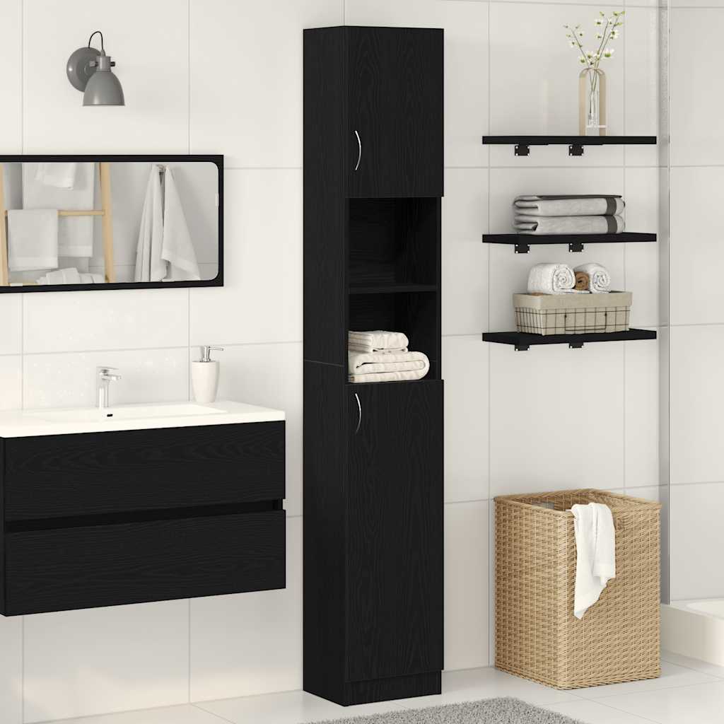 Armoire De Salle De Bain Chêne Noir 32x25,5x190 Cm - Vidaxl