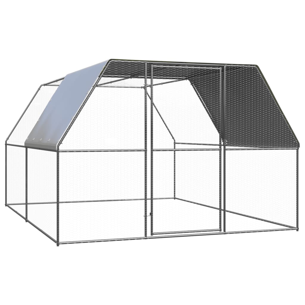 Vidaxl Grau Outdoor-Hühnerkäfig 3X4x2 M Verzinkter Stahl