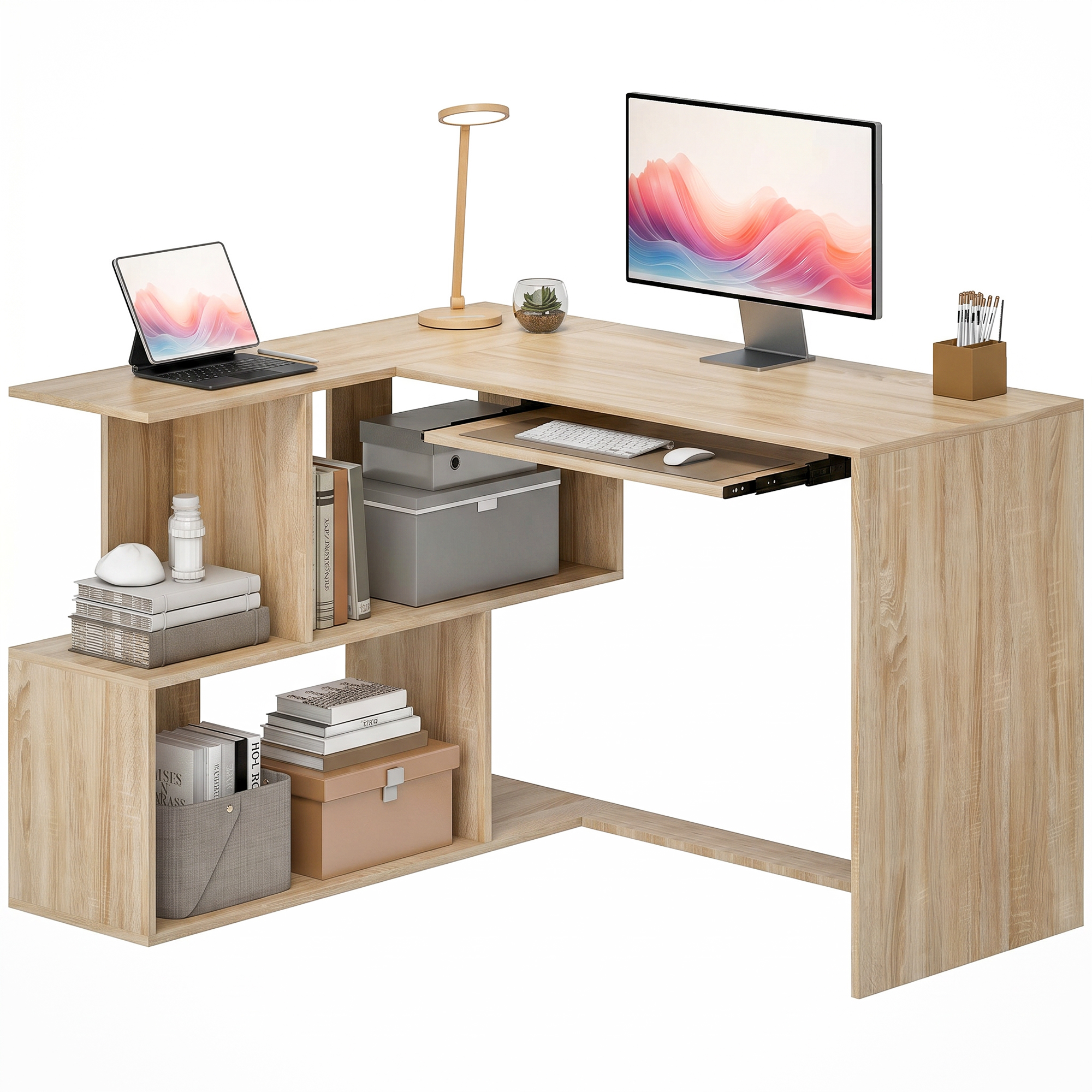 Bureau D'Angle, Bureau Informatique En L Avec Plateau De Clavier
