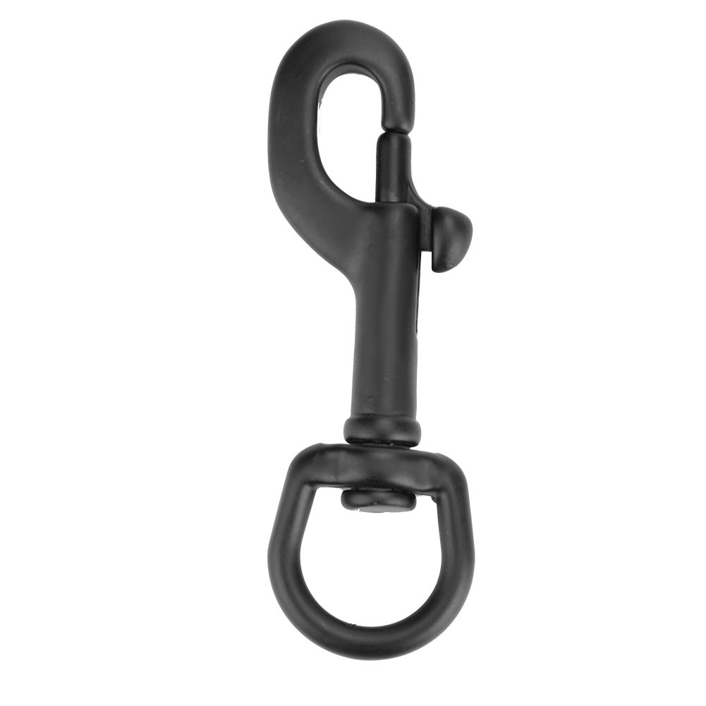 Crochet inoxydable 316 avec œil pivotant et mousqueton, 90 mm, noir