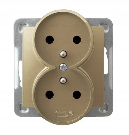 Ospel Impresja Doppelsteckdose Mit/Ohne Goldmetallic Gp-2Yrz/M/28