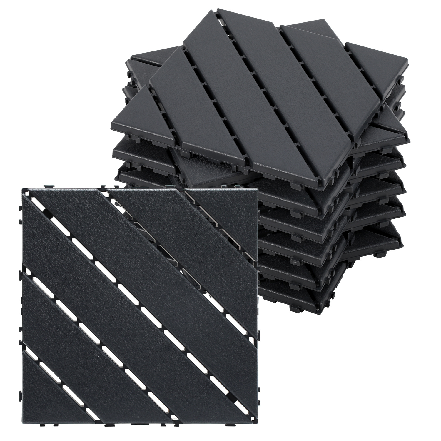 Tolletour 22 Piastrelle Per Patio Quadrate - Pannelli Di Giunzione Fai Da Te - Per Patio - Plastica - 30x30cm - 22 Pezzi/2 M² - Marrone