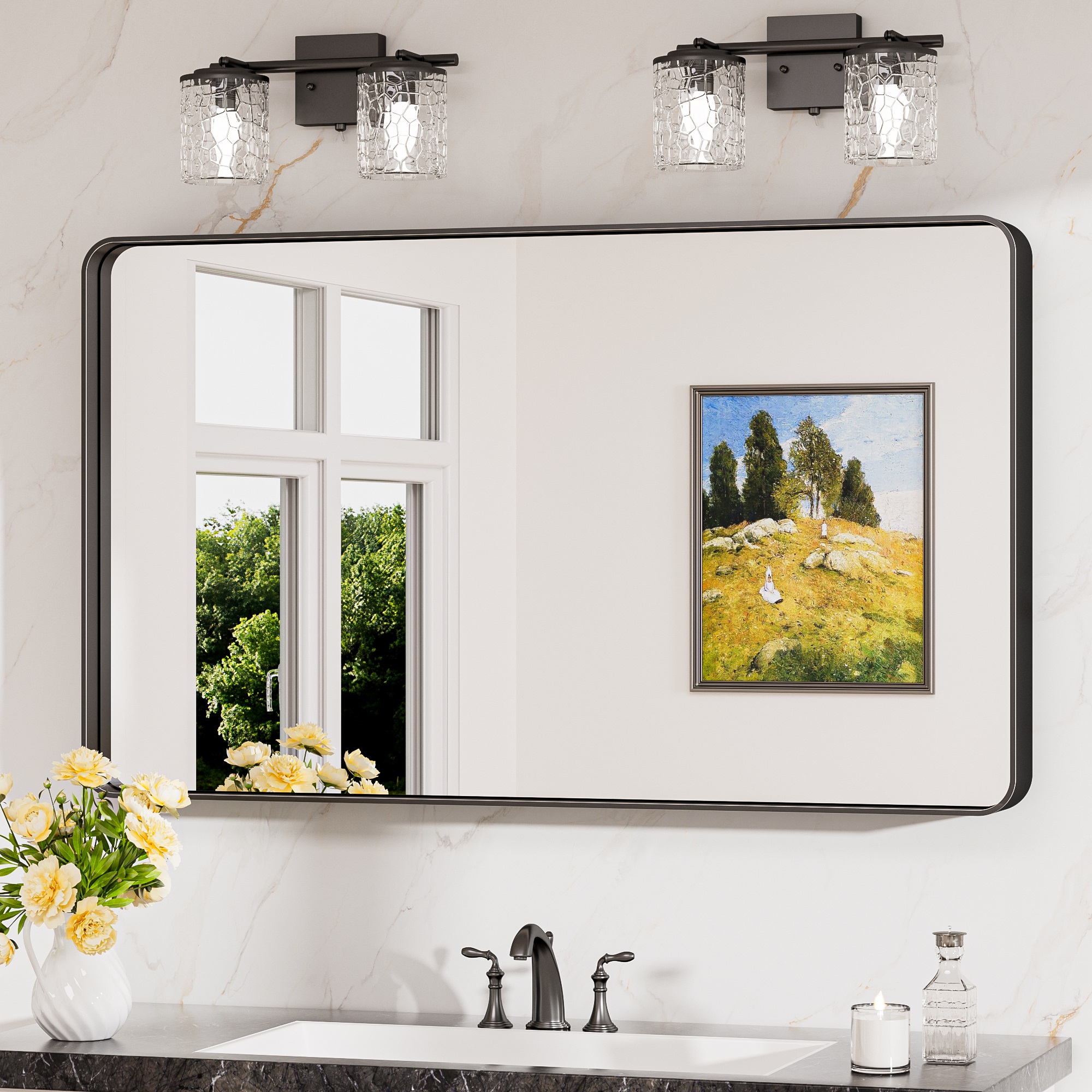 Keonjinn Miroir Salle De Bains 100x60cm En Verre Trempé Résistant