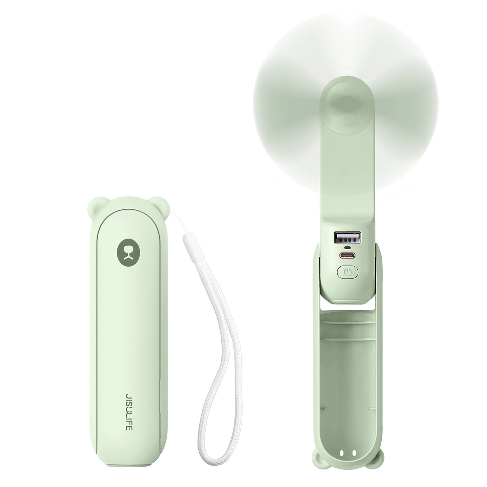 Jisulife Mini Handventilator Life8 Plus USB 4500 mAh Powerbank & Taschenlampe - grün - Image 3