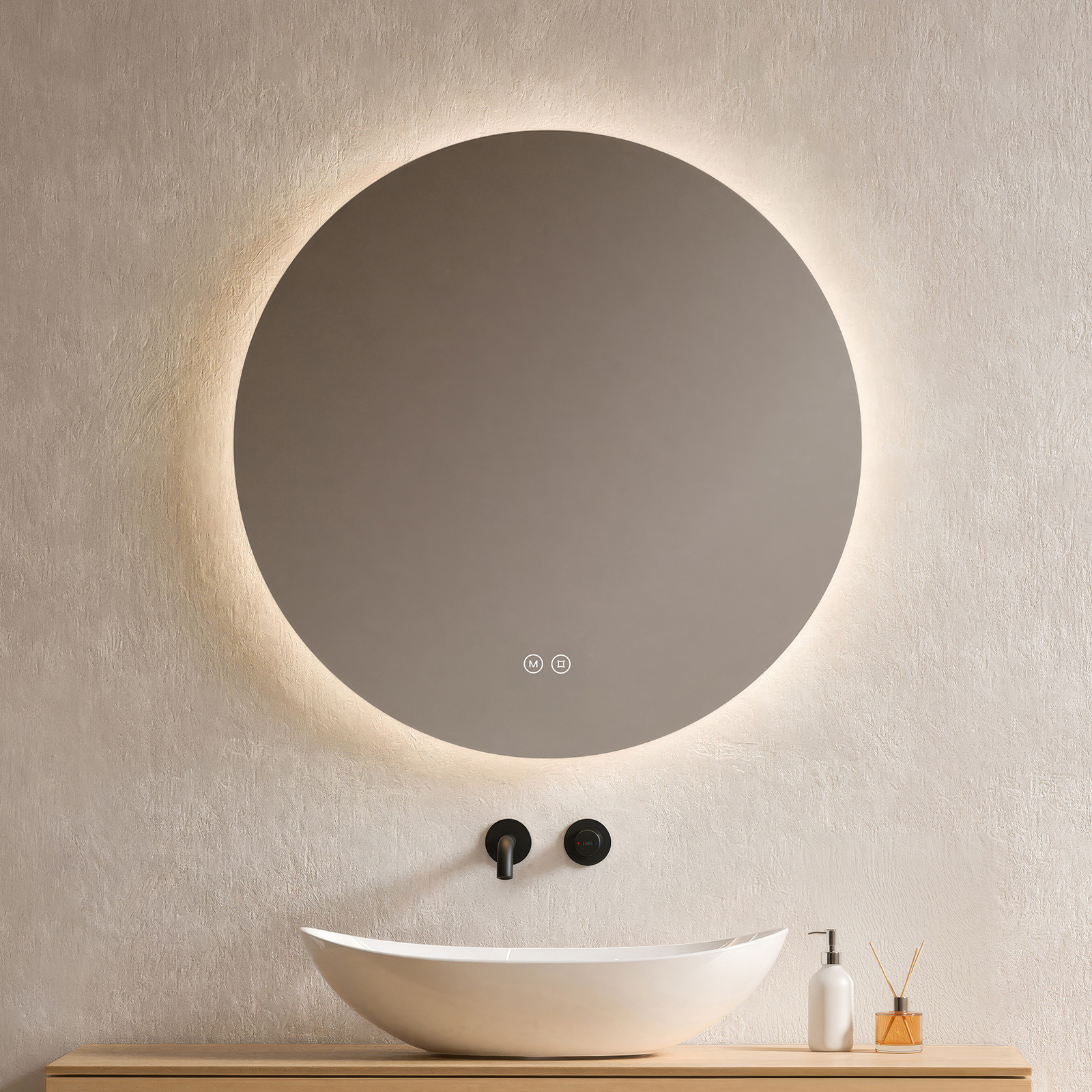 Emke - Miroir De Salle De Bain Rond Led Avec Rétro-éclairage Sans Cadre