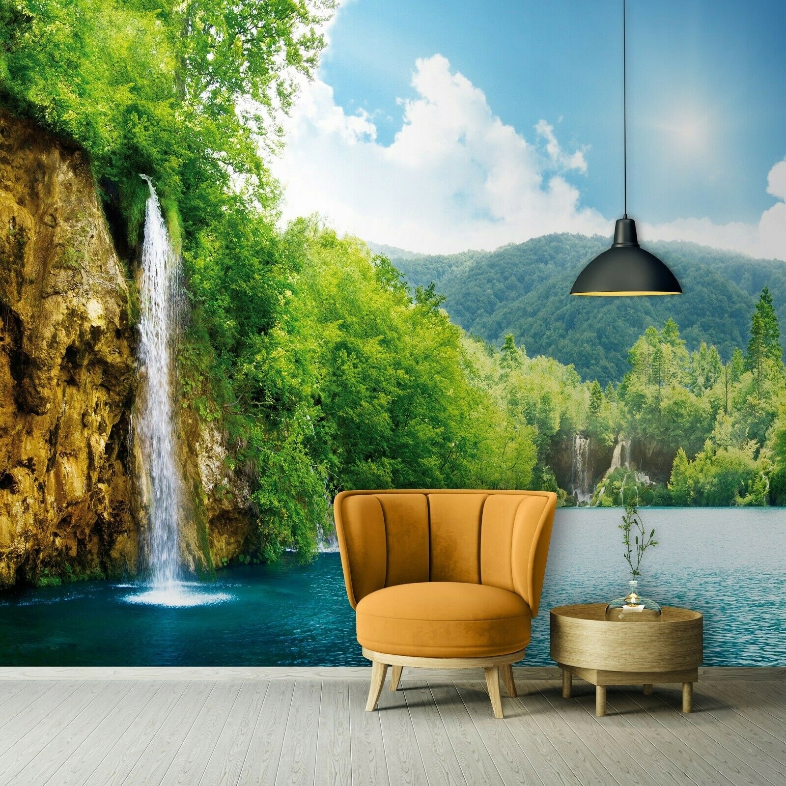 Wallarena Vlies Fototapete Wasserfall 250x175 Cm, Tapeten, Für Wohn Und Schlafzimmer, Vliestapete Wandtapete Tapete 3d Effekt- Inkl. Kleister - Wald Gebirge