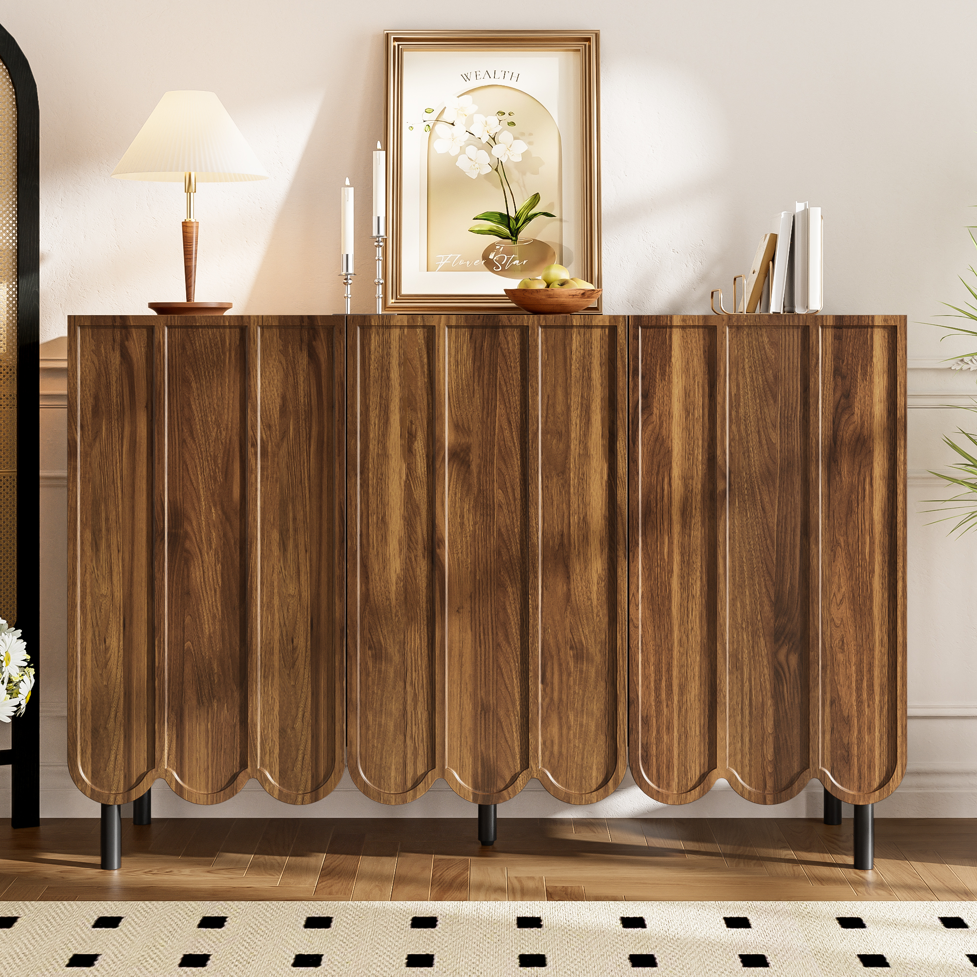 Tanant – Buffet Moderne 120x35x80 Cm – 3 Portes Sans Poignées