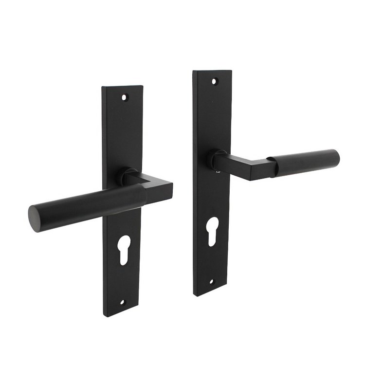 Intersteel Schwarz - Langschildschildgarnitur Baustil Zamak F71 Pz 72Mm Din L/R