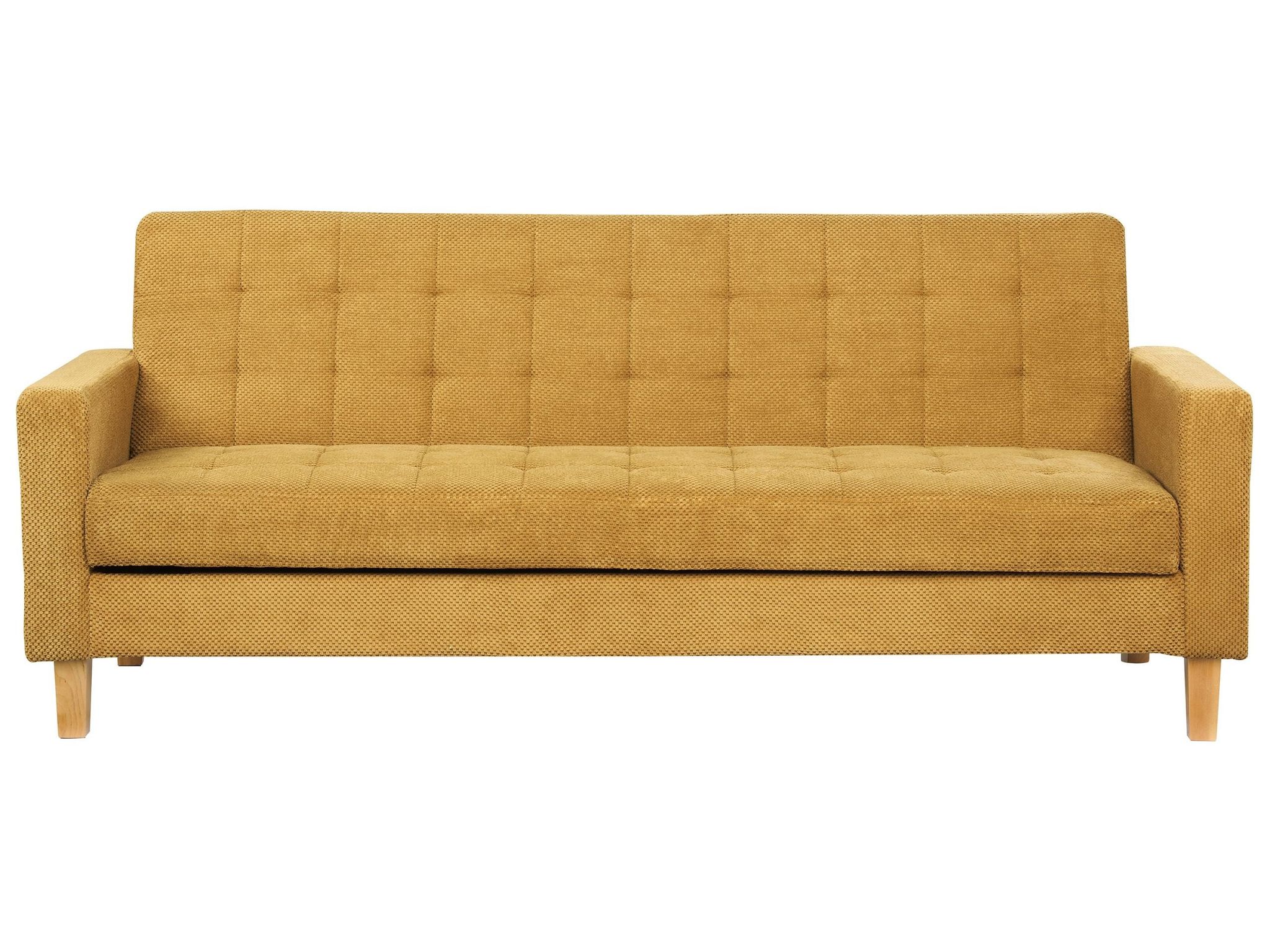 Beliani Sofa Bed 3 Seater Vehkoo Fabric Mustard