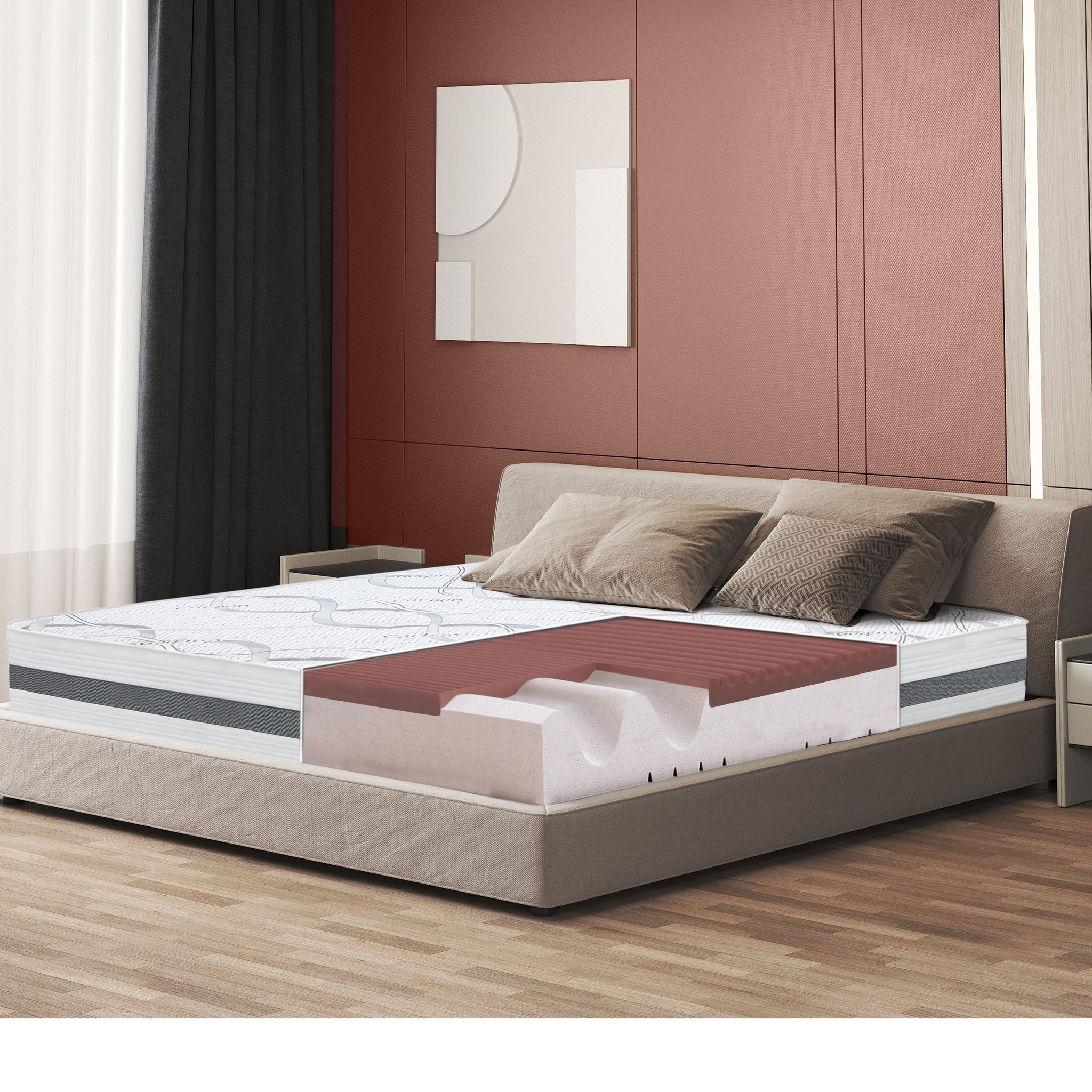 The White Stone Materasso Memory Foam 180 X 200 Altezza 27 Cm Tessu...