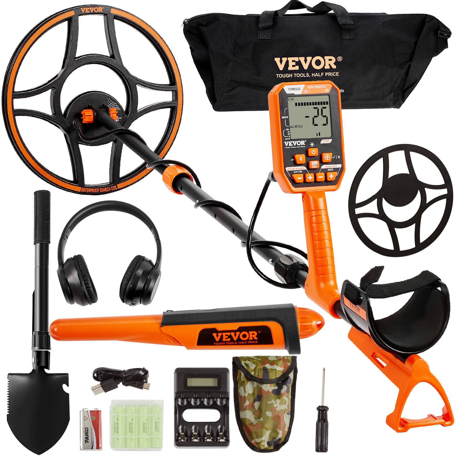 Vevor Mophorn - Profi Metalldetektor 7 Modi Metallsuchgerät 30Cm Suchspule Ip68 Tauchtiefe Bis Zu 3M Goldsucher Mit Verstellbarem Griff Golddetektor Inkl. Bluetooth-Headset Präzisions-Ortungsgerät - Image 3