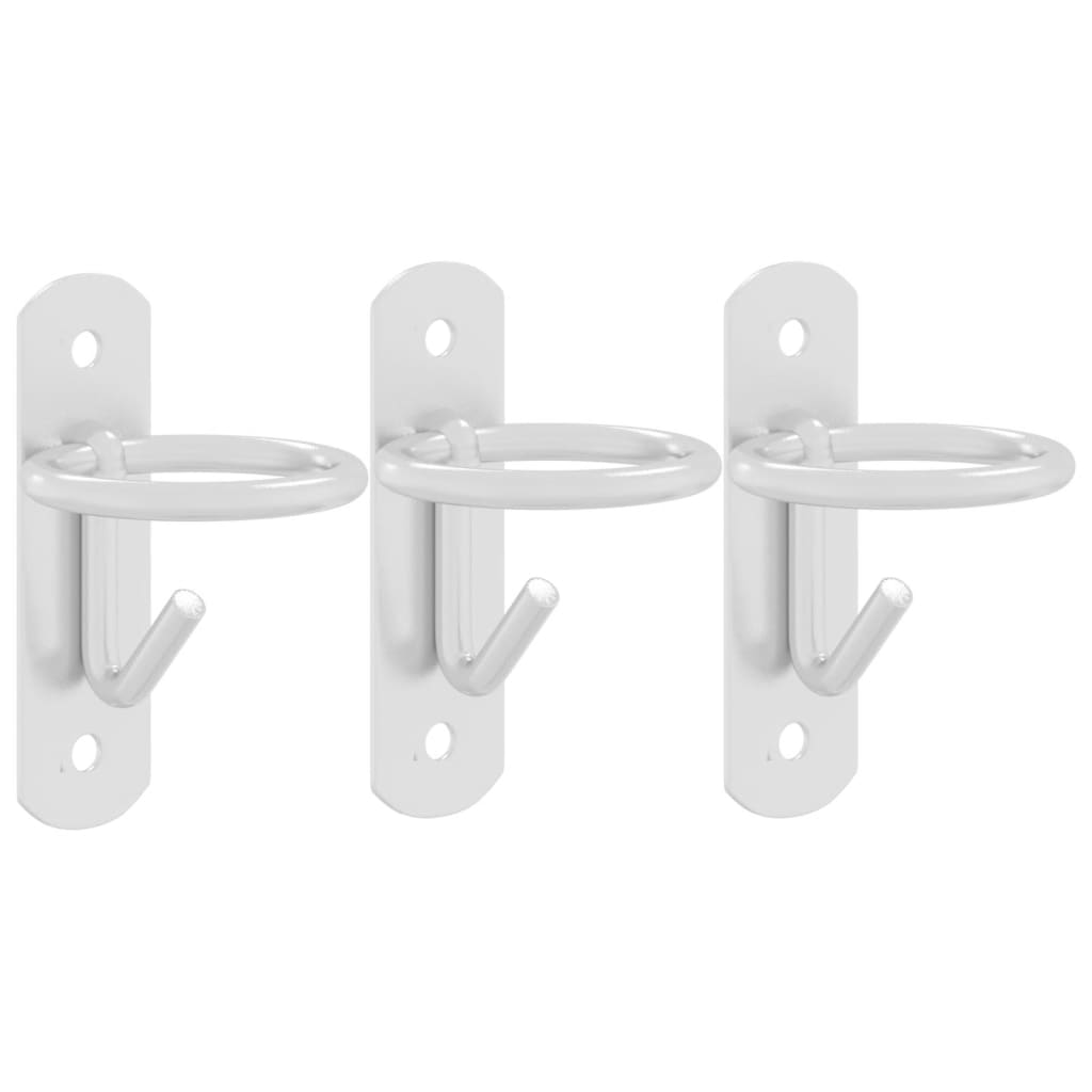 Bucket Hooks 3 Pcs Wall Mounted Silver Galvanised Steel Vidaxl