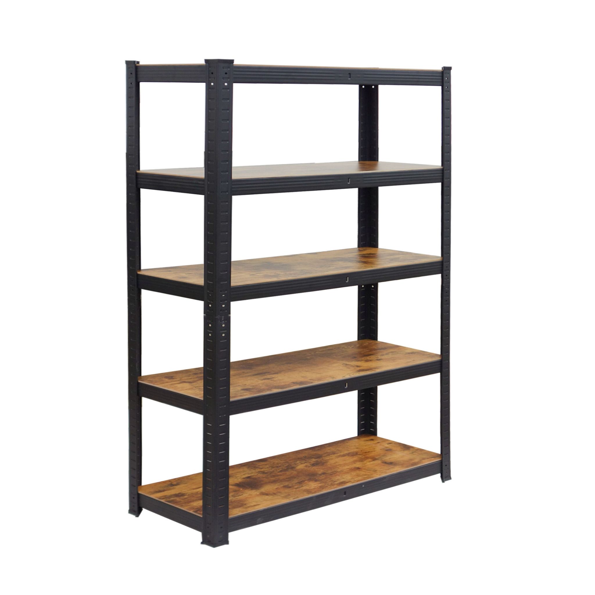 Relaxdays Heavy-duty Shelving Unit, 500 Kg, Various Sizes, 5 Shelves, Wood-effect, Steel & Mdf, Black/brown