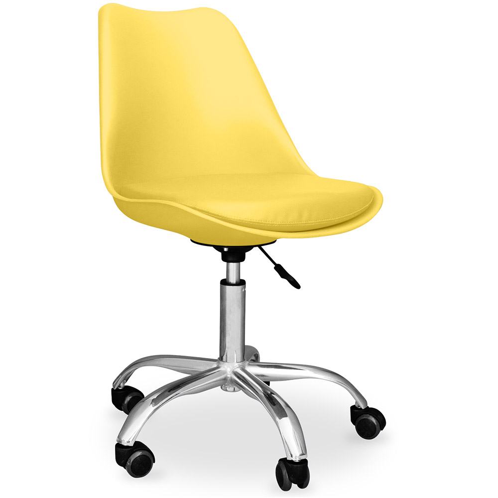 Chaise De Bureau À Roulettes - Chaise De Bureau Pivotante - Tulip Jaune