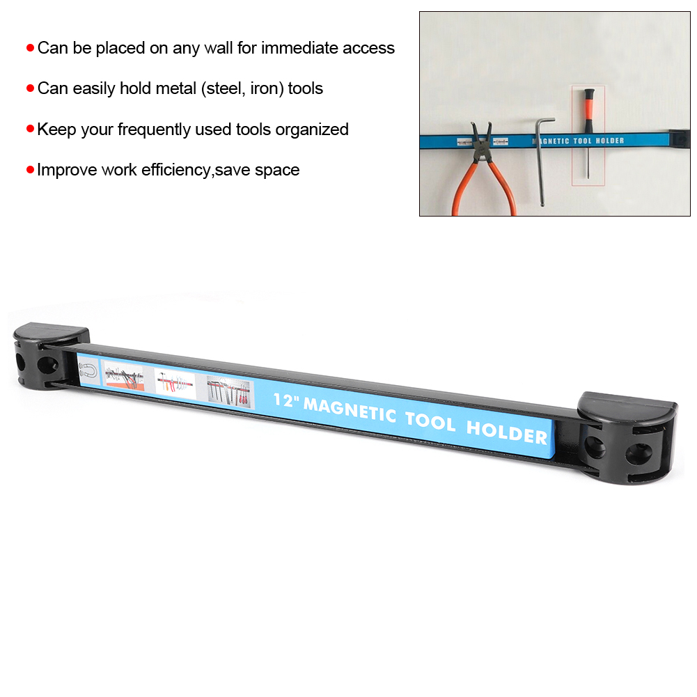 Barre aimantée pour outils en acier au carbone A3, 12", 18" ou 24", capacité 8 à 12 kg