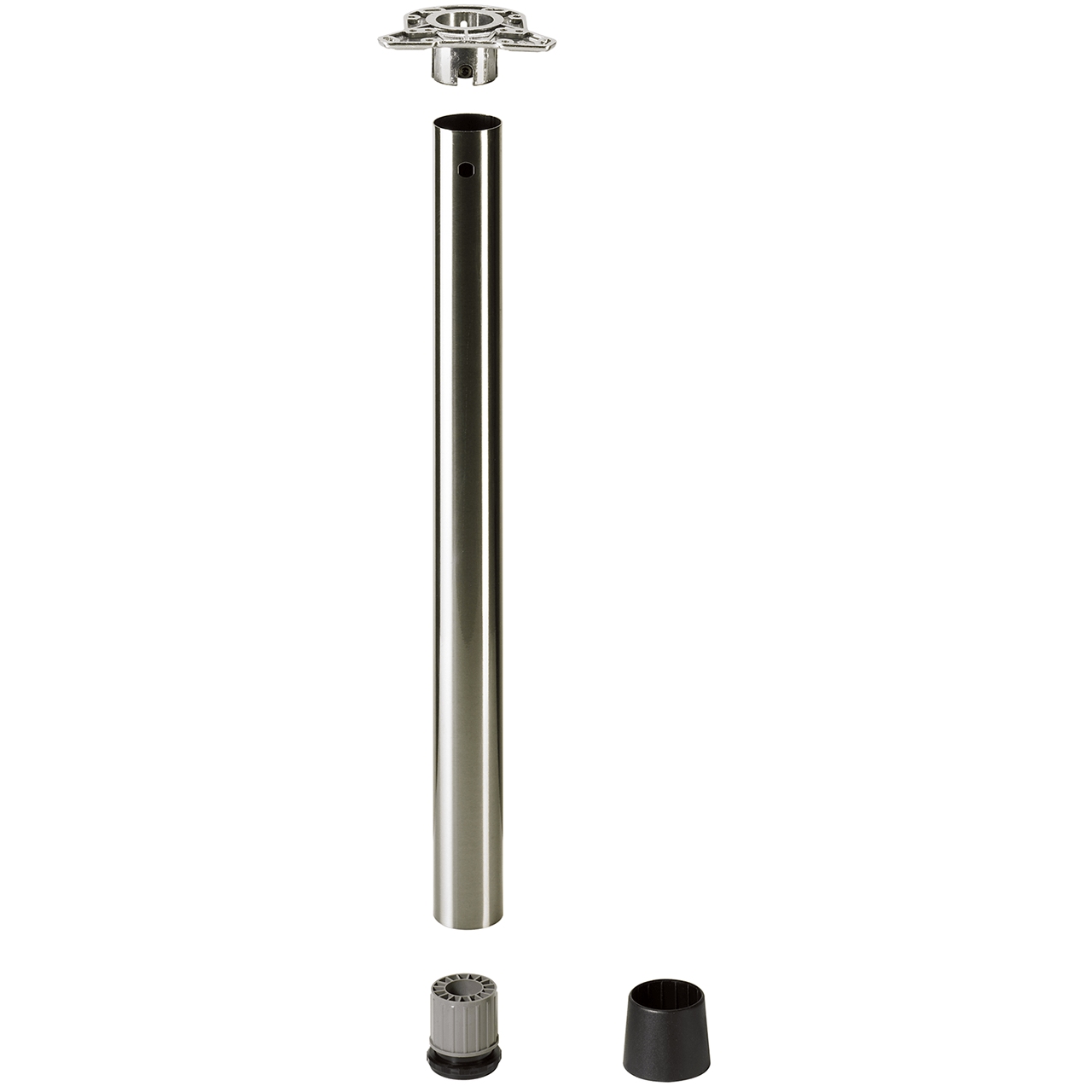 Hettich Schwarz Stahl-Tischbeinset, D=60 Mm Edelstahl-Finish, 1200 Mm