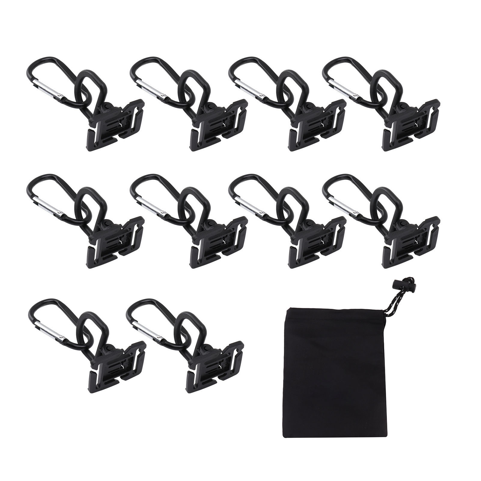 Mousqueton en forme de D en alliage d'aluminium et PP, 5,7 x 3 cm, lot de 10
