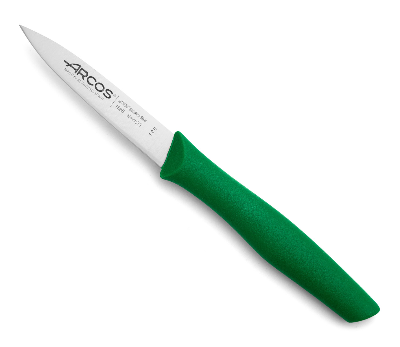 Arcos Grün Messer Mondador Nova 188521 Edelstahl Nitrum Und Mango Polypropylen, 8,5 Cm Klinge Mit Klingenabdeckung Und Displaybox