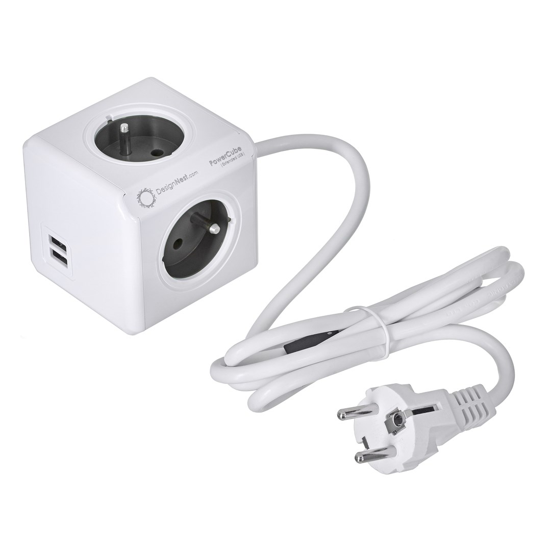 Steckdosenleiste 4 Steckdosen und 2x USB-Anschlüssen Allocacoc PowerCube 1,5 m - Bild 2