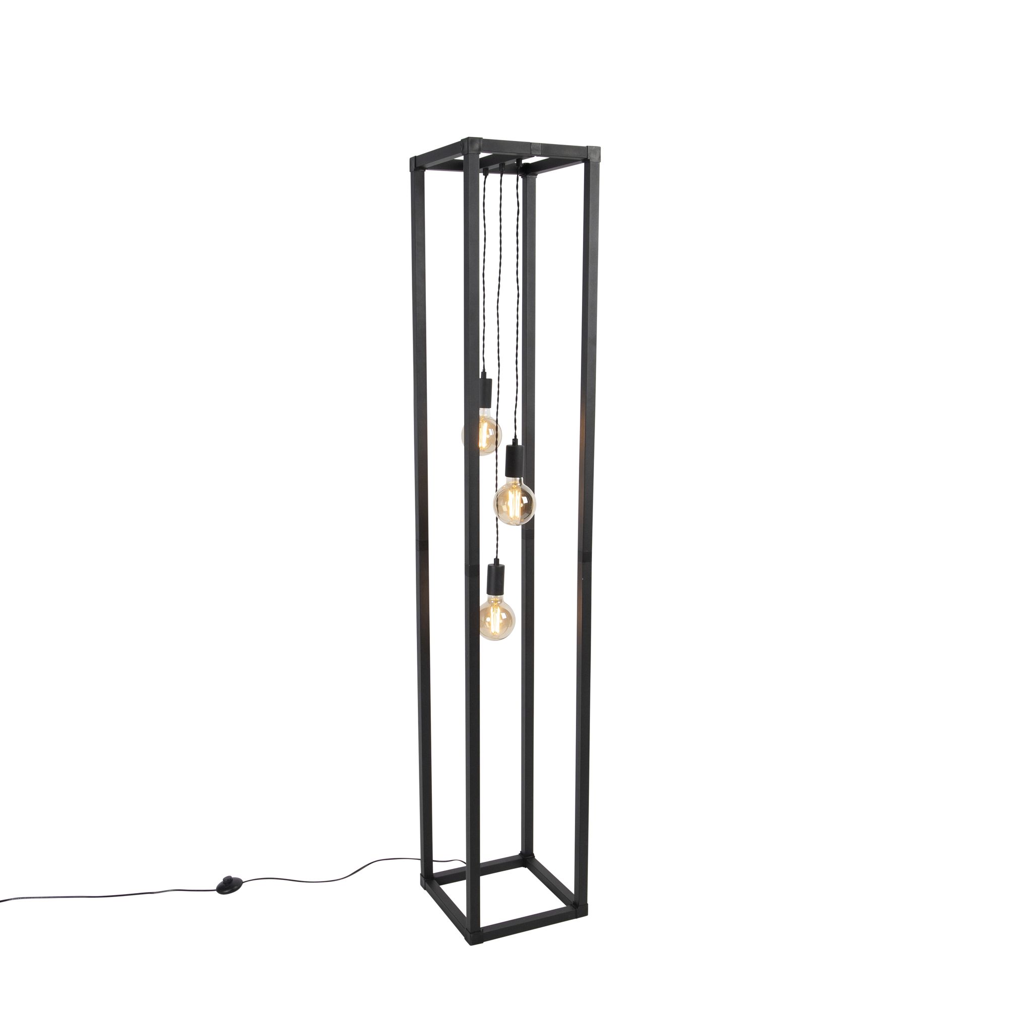 Qazqa Smarte Stehlampe Schwarz 3-flammig Inkl. Wifi G95 - Big Cage
