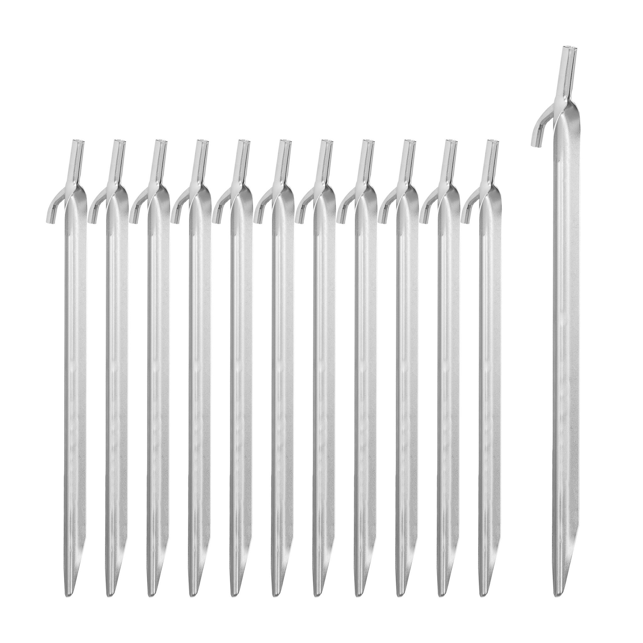 Relaxdays Tent Pegs 96x Set, Ground Anchor For Hard Soil, Camping, Galvanized Steel Hooks, Metal, Durable, 30cm, Silver