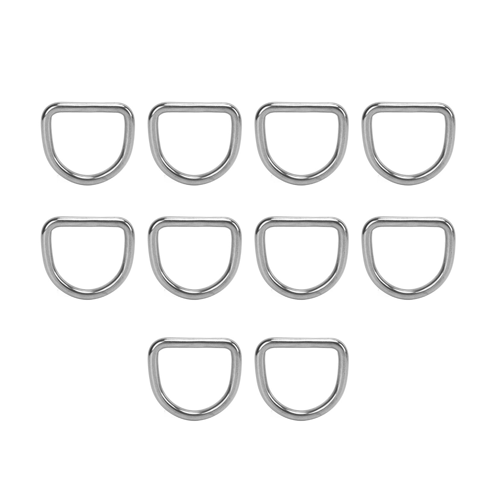 Anneaux en D semi-circulaires soudés en acier inoxydable 316, 50 x 47 x 8 mm, lot de 10