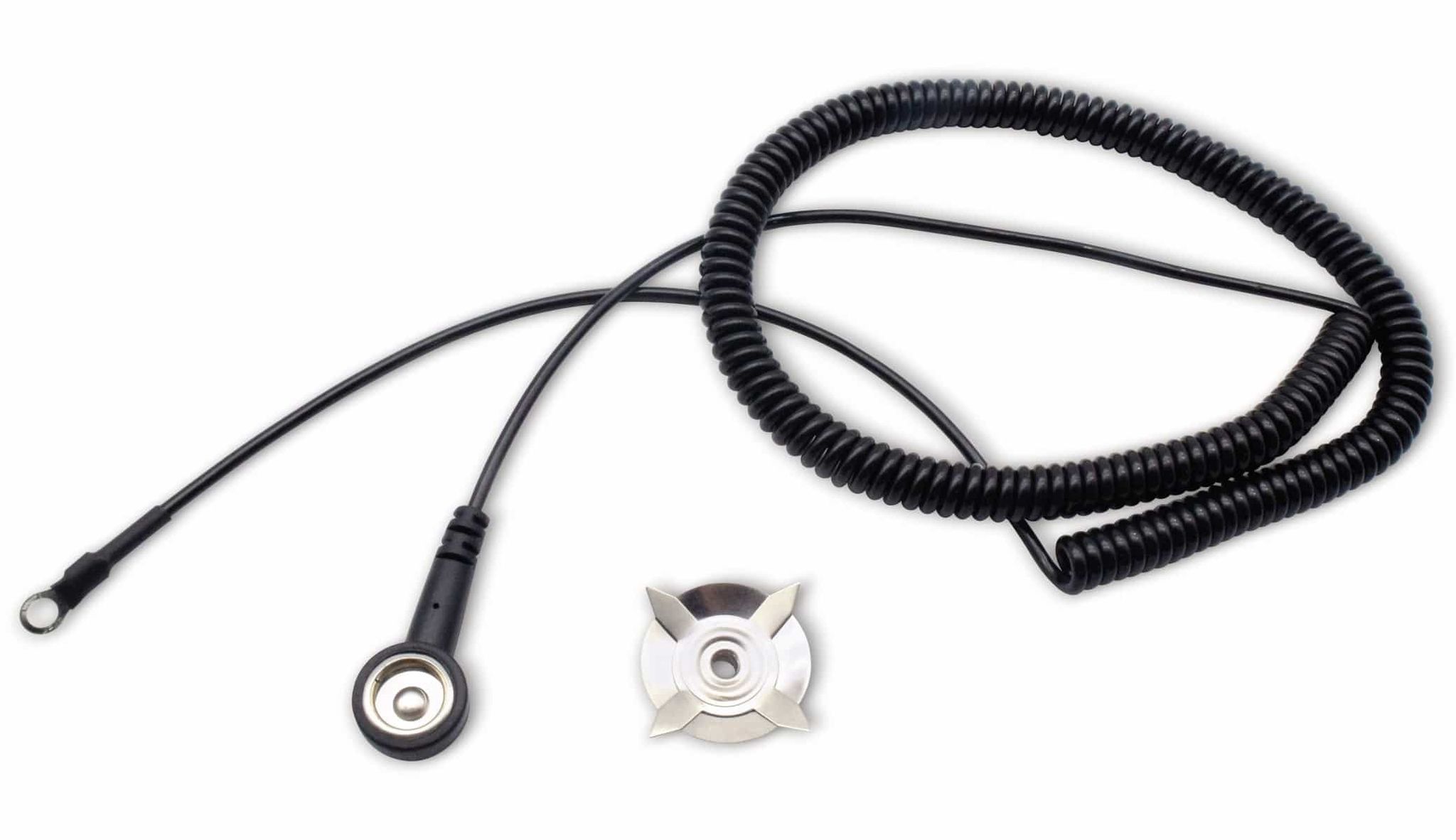 Quadrios Esd-Erdungskabel 3.00 M Klemme, Druckknopf 10 Mm, Ringkabelschuhanschluss